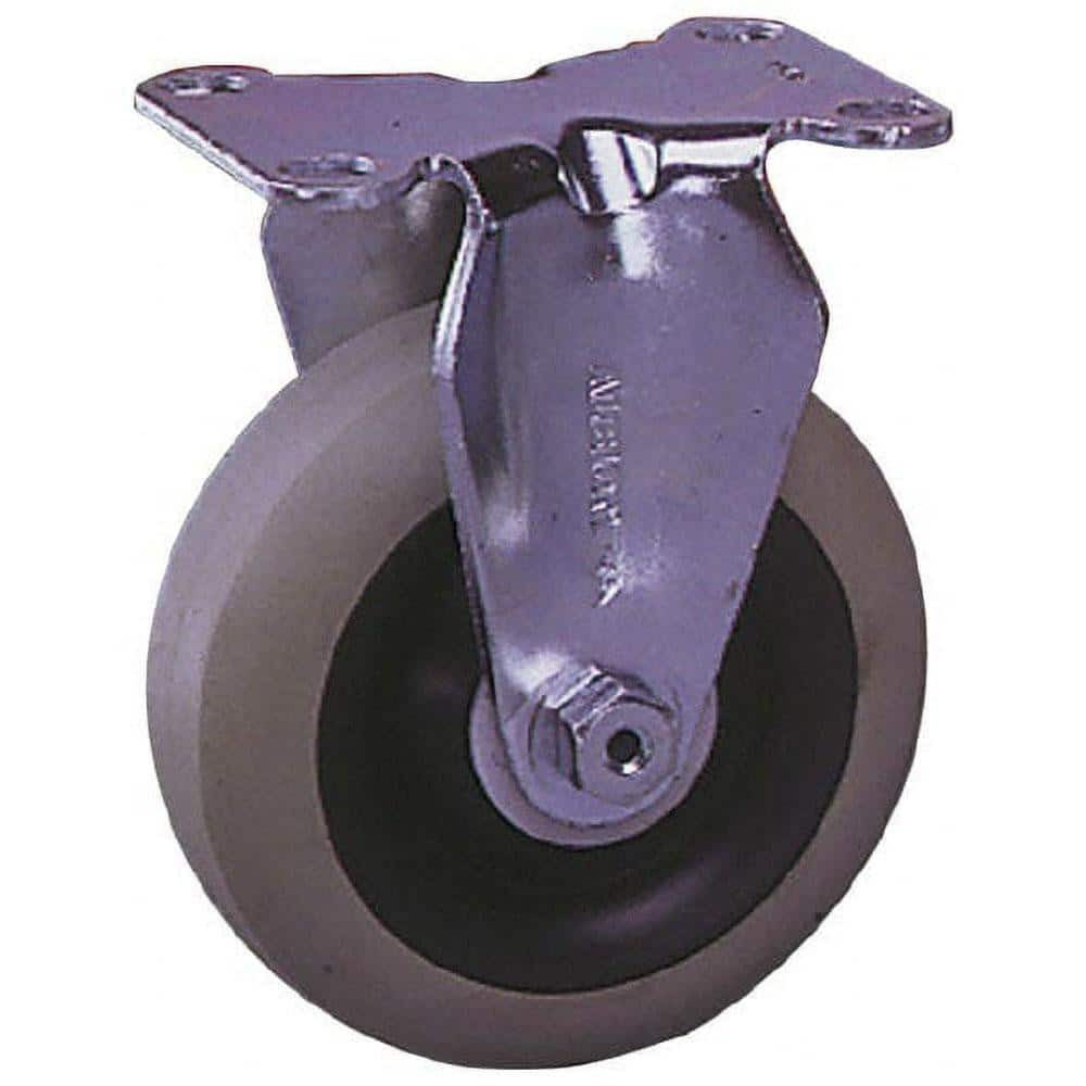 Albion 02XS03031R Rigid Top Plate Caster: Rubber, 3" Wheel Dia, 1-1/4" Wheel Width, 200 lb Capacity, 4-1/4" OAH