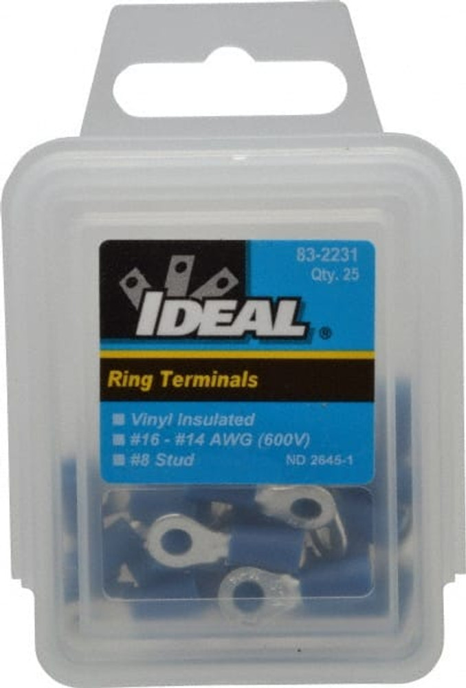 Ideal 83-2231 Circular Ring Terminal: Partially Insulated, 16 to 14 AWG, Crimp Connection