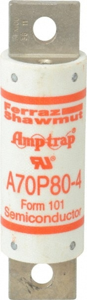 Ferraz Shawmut A70P80-4 Blade Fast-Acting Fuse: 80 A, 4-3/8" OAL, 1.22" Dia