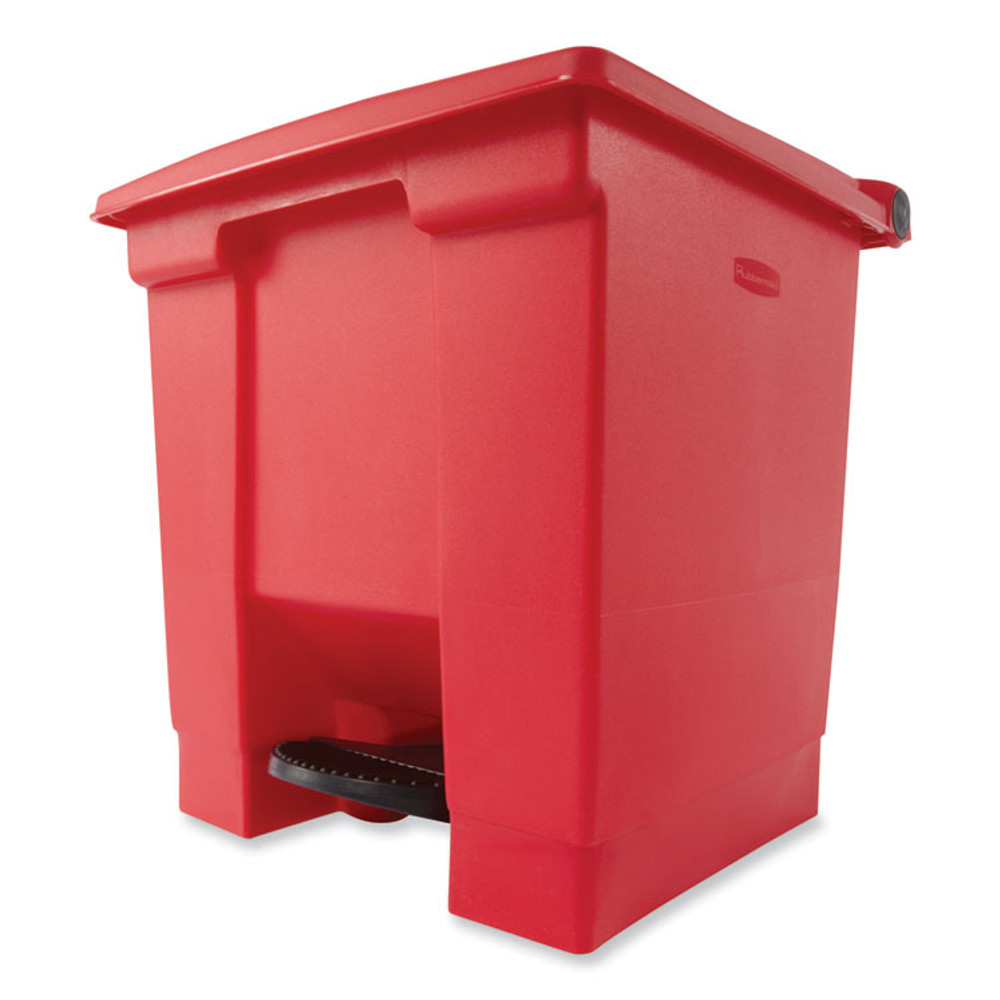 RUBBERMAID COMMERCIAL PROD. 6143 RED Indoor Utility Step-On Waste Container, 8 gal, Plastic, Red