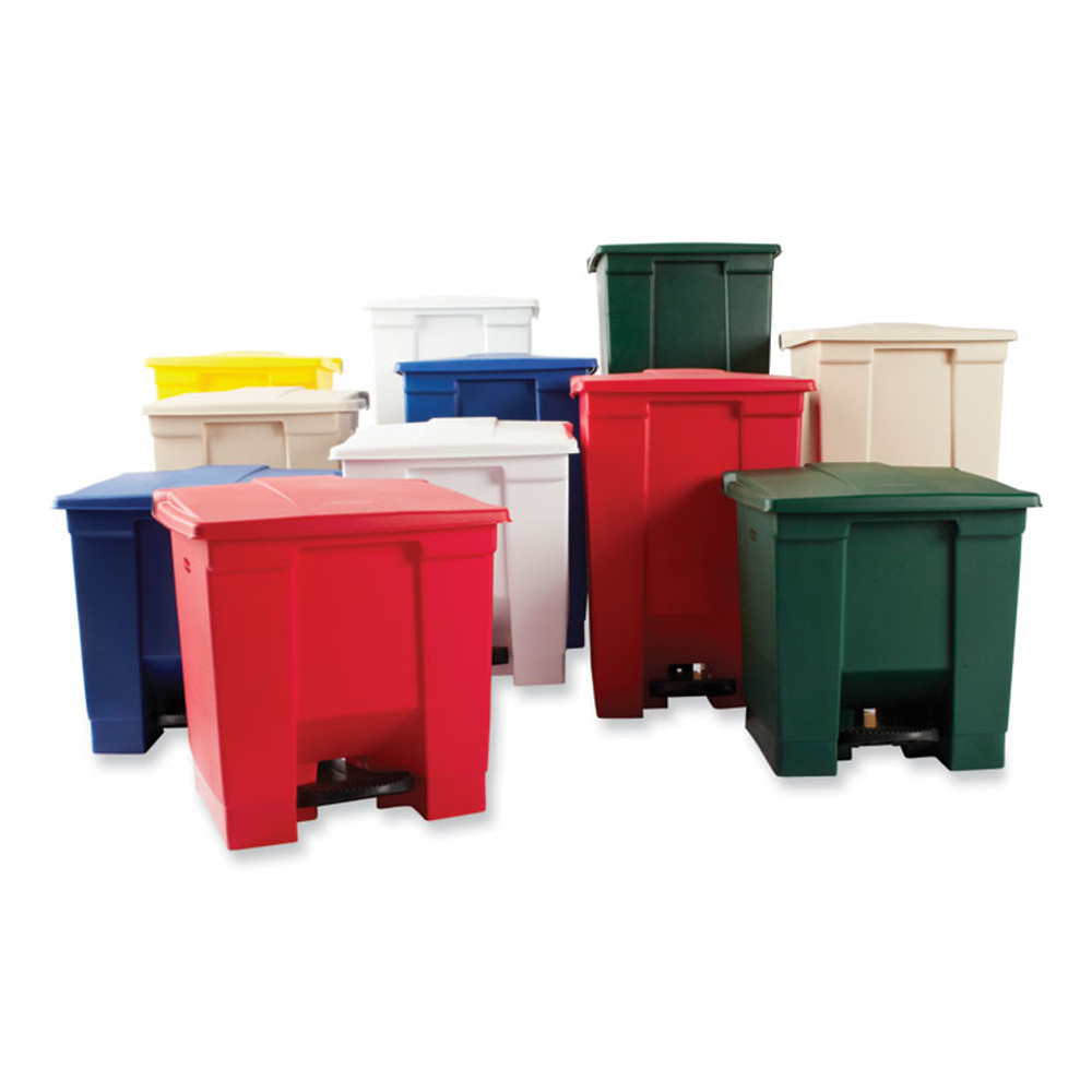RUBBERMAID COMMERCIAL PROD. 6143 RED Indoor Utility Step-On Waste Container, 8 gal, Plastic, Red