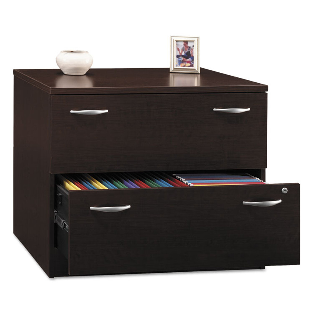 BUSH INDUSTRIES WC12954SU Series C Assembled Lateral File, 2 Legal/Letter/A4/A5-Size File Drawer, Hansen Cherry/Graphite Gray, 35.75 x 23.38 x 29.88