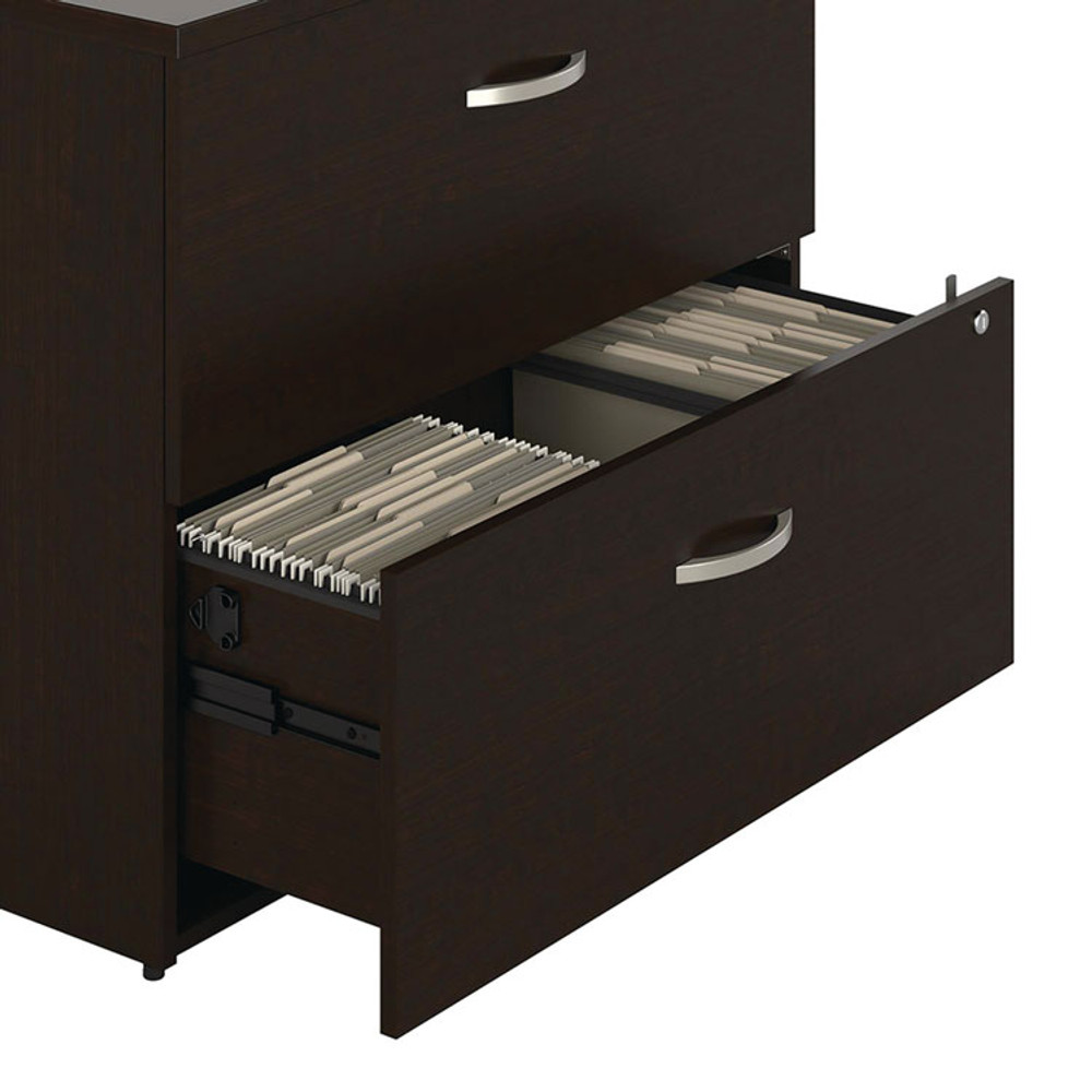 BUSH INDUSTRIES WC12954SU Series C Assembled Lateral File, 2 Legal/Letter/A4/A5-Size File Drawer, Hansen Cherry/Graphite Gray, 35.75 x 23.38 x 29.88