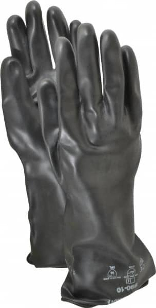 SHOWA 890-10 Chemical Resistant Gloves: X-Large, 28 mil Thick, Viton, Unsupported