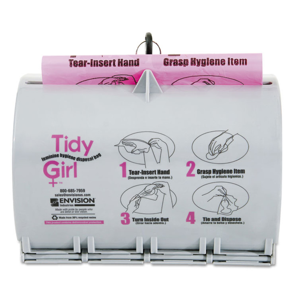 STOUT Tidy Girl™ TGUDPV2 Plastic Feminine Hygiene Disposal Bag Dispenser, Gray