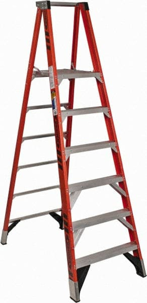 Werner P7406 6-Step Fiberglass Ladder Platform: 375 lb Capacity, 15" Wide, 14.6" Deep