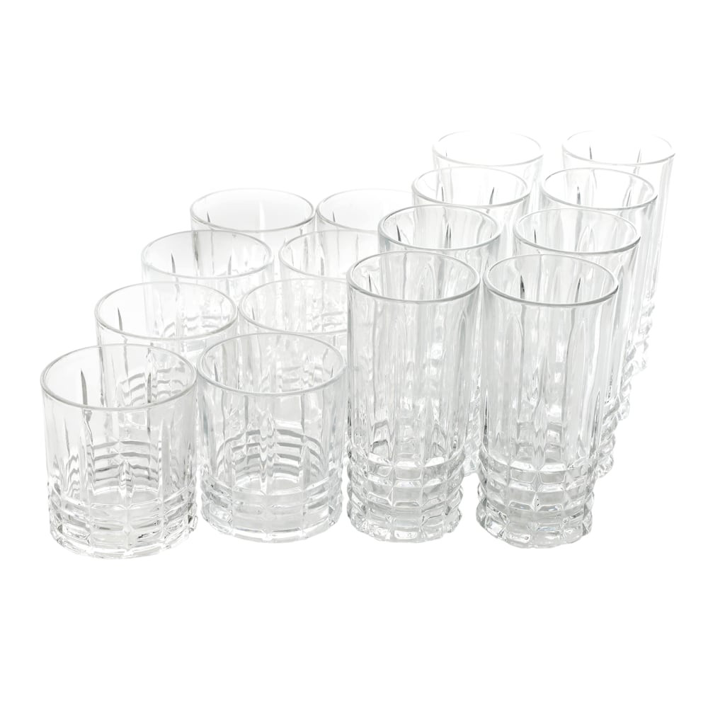 GIBSON OVERSEAS INC. 995100651M Gibson Home Jewelite 16-Piece Tumbler And Glass Set, Clear