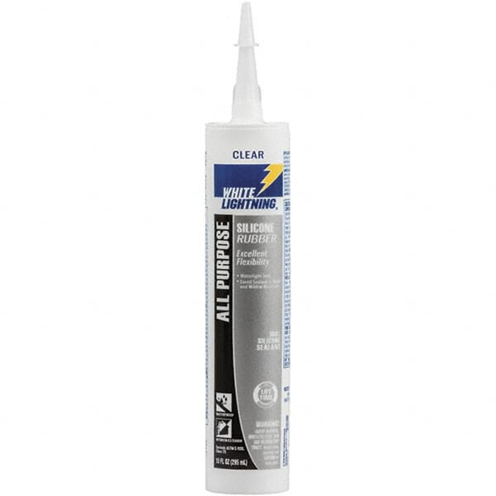 White Lightning W11121010 Joint Sealant: 10 oz Cartridge, Clear, RTV Silicone