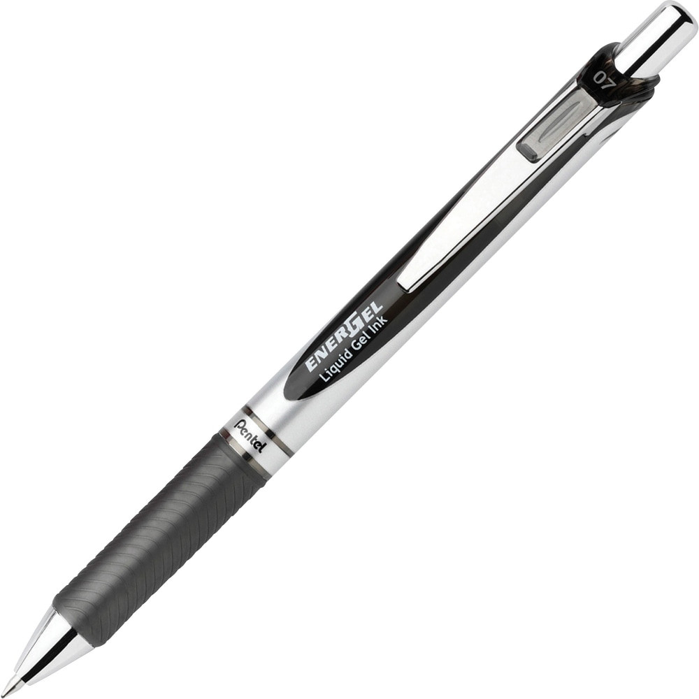 PENTEL OF AMERICA, LTD. Pentel BL77A  EnerGel RTX Liquid Gel Pen, Medium Point, 0.7 mm, Silver Barrel, Black Ink