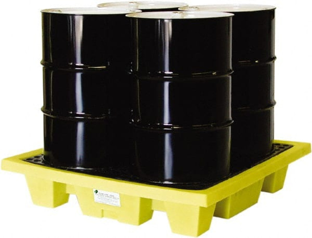 Enpac 5400-YE-D Spill Pallet: 4 Drum, 66 gal, 6,000 lb, Polyethylene