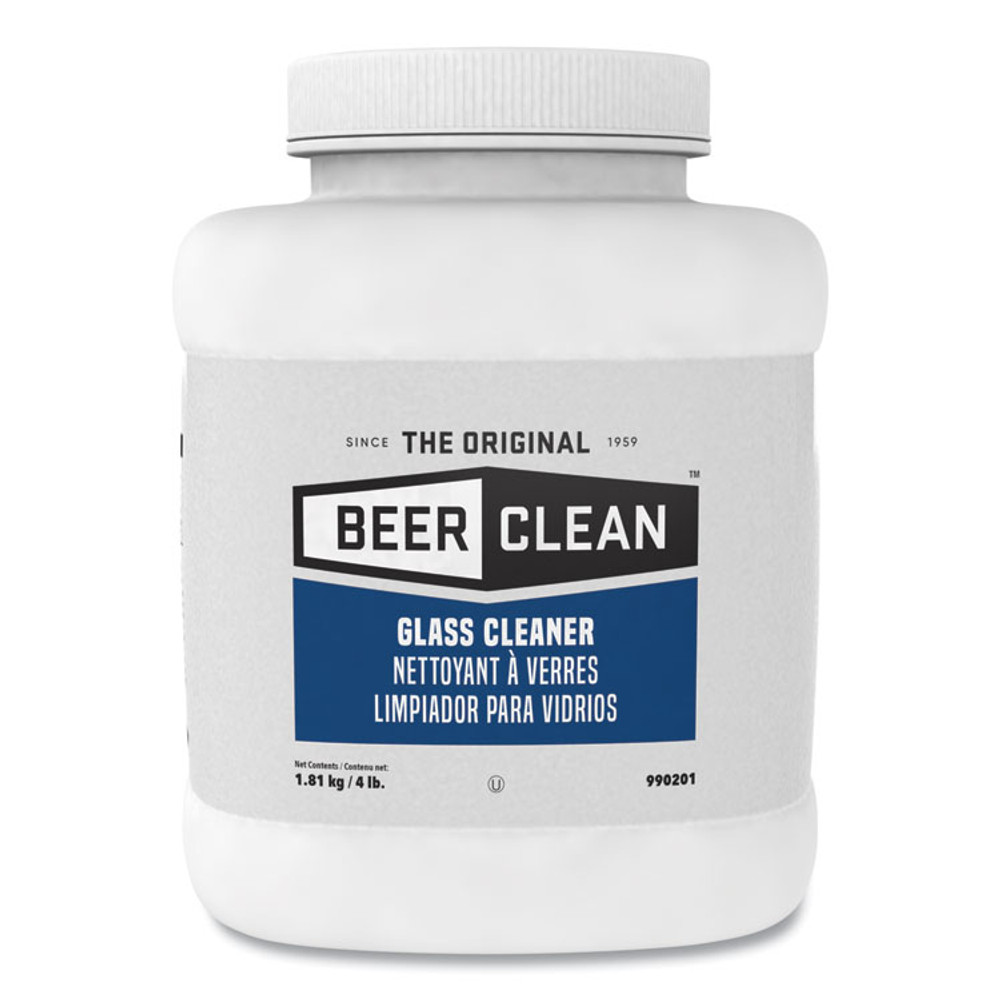 DIVERSEY 990201 Beer Clean Glass Cleaner, Unscented, Powder, 4 lb. Container