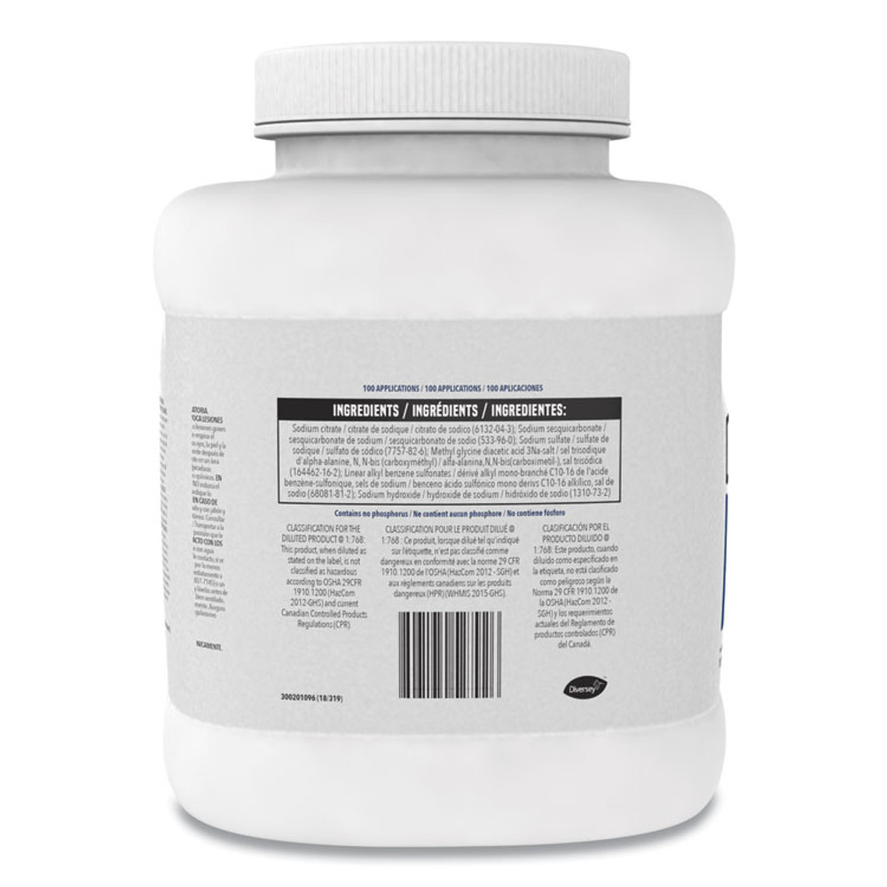 DIVERSEY 990201 Beer Clean Glass Cleaner, Unscented, Powder, 4 lb. Container
