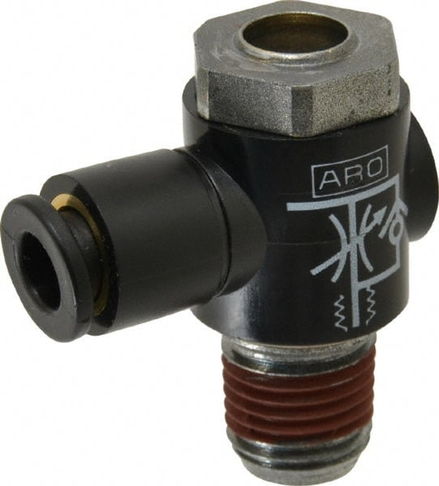 ARO/Ingersoll-Rand 119309-250 Air Flow Control Valve: Right Angle, NPTM x Tube, 1/4" Tube OD, 150 Max psi