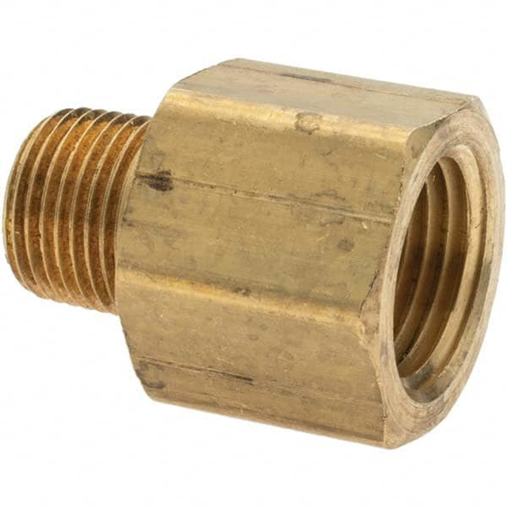 Parker 10834 Industrial Pipe Adapter: 1/2" Female Thread, 3/8" Male Thread, MNPTF x FNPTF