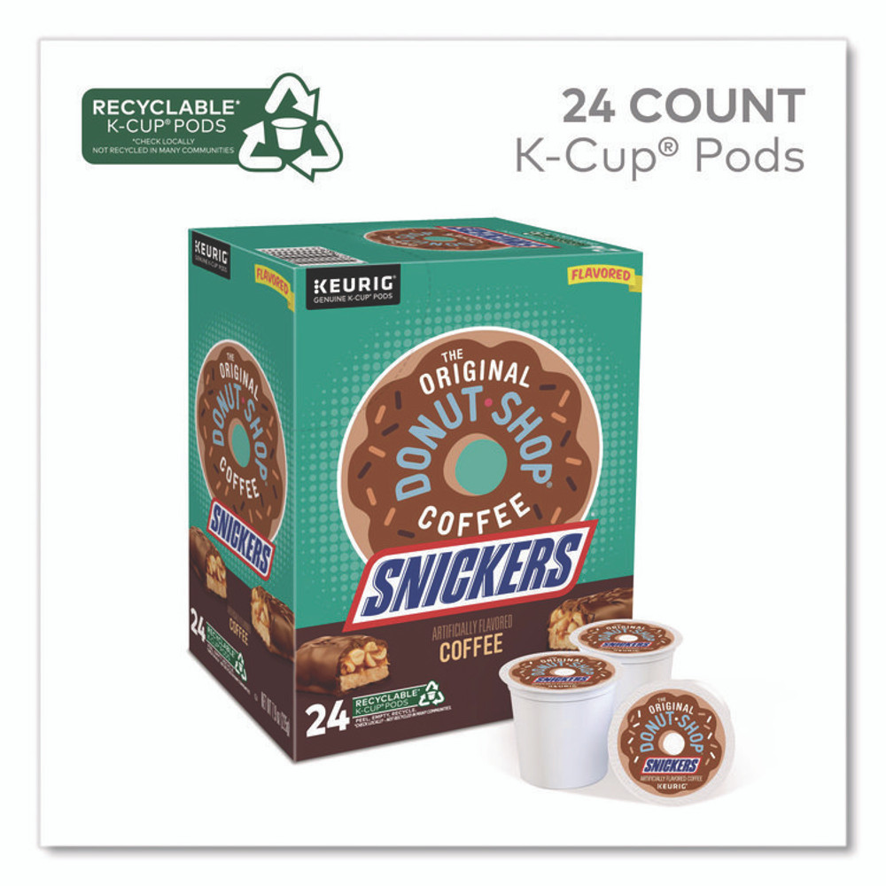 KEURIG DR PEPPER The Original Donut Shop® 9608 SNICKERS Flavored Coffee K-Cups, 24/Box