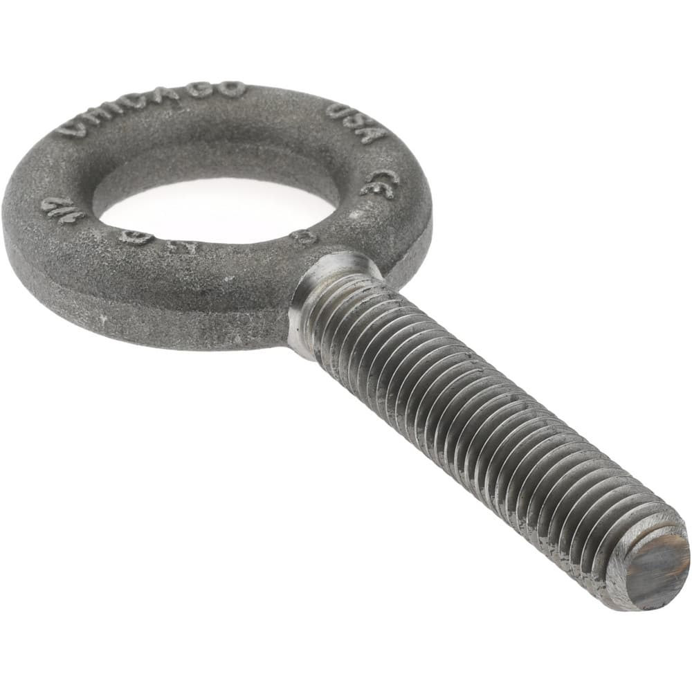 Gibraltar SP12097 Lifting Eye Bolt: Without Shoulder, 2,600 lb Capacity, 1/2-13 Thread, Grade C-1030 Steel