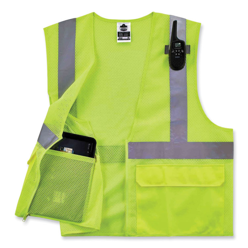 TENACIOUS HOLDINGS, INC. ergodyne® 21129 GloWear 8220Z Class 2 Standard Mesh Zipper Vest, Polyester, 4X-Large/5X-Large, Lime