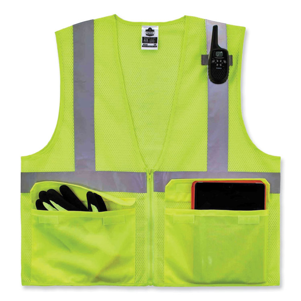 TENACIOUS HOLDINGS, INC. ergodyne® 21129 GloWear 8220Z Class 2 Standard Mesh Zipper Vest, Polyester, 4X-Large/5X-Large, Lime