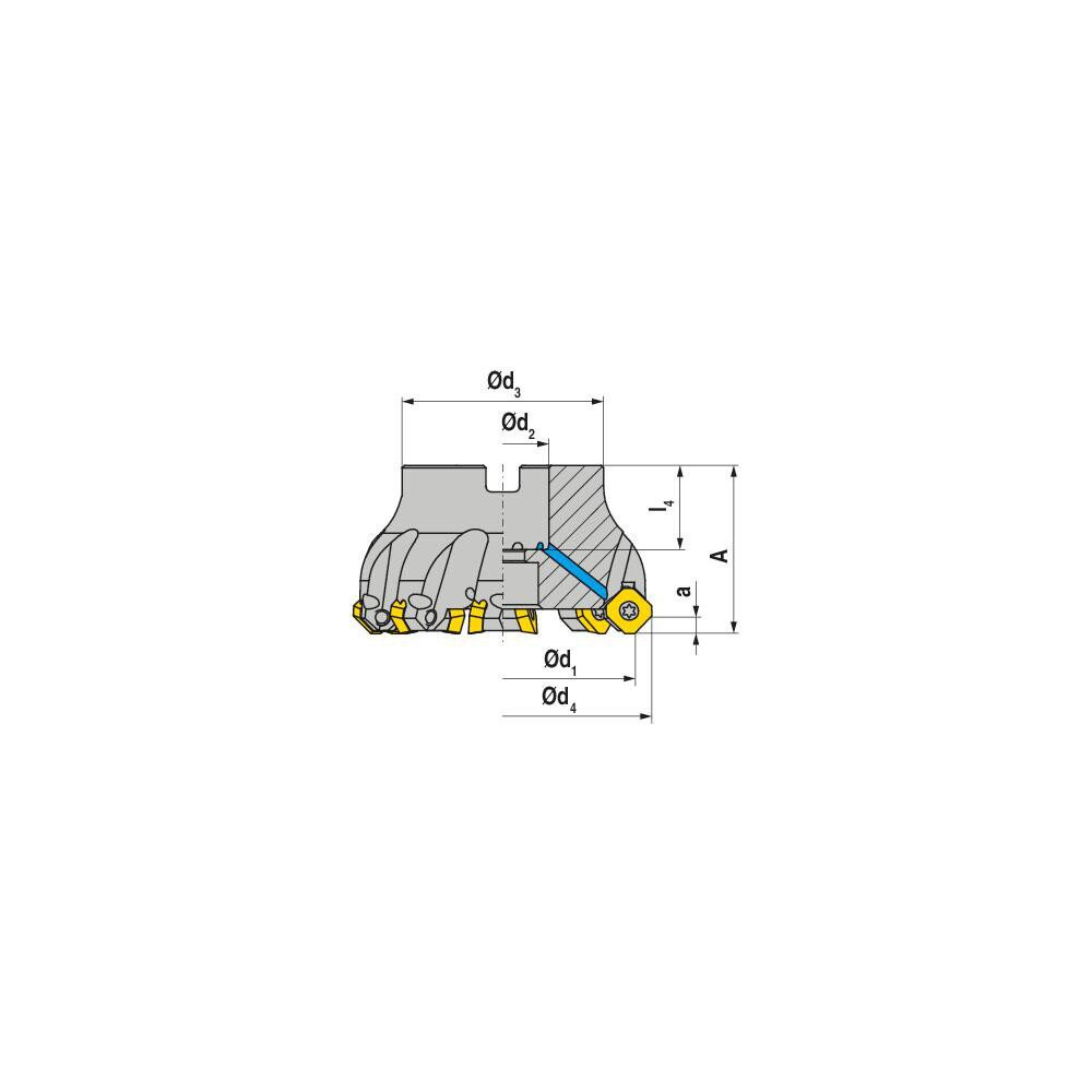 Ceratizit 50705040 Indexable Chamfer & Angle Face Mills; Minimum Cutting Diameter (mm): 40.00 ; Maximum Cutting Diameter (mm): 54.00 ; Maximum Depth of Cut (mm): 6.00 ; Arbor Hole Diameter (mm): 16.00 ; Lead Angle: 45.000 ; Compatible Insert Size Cod