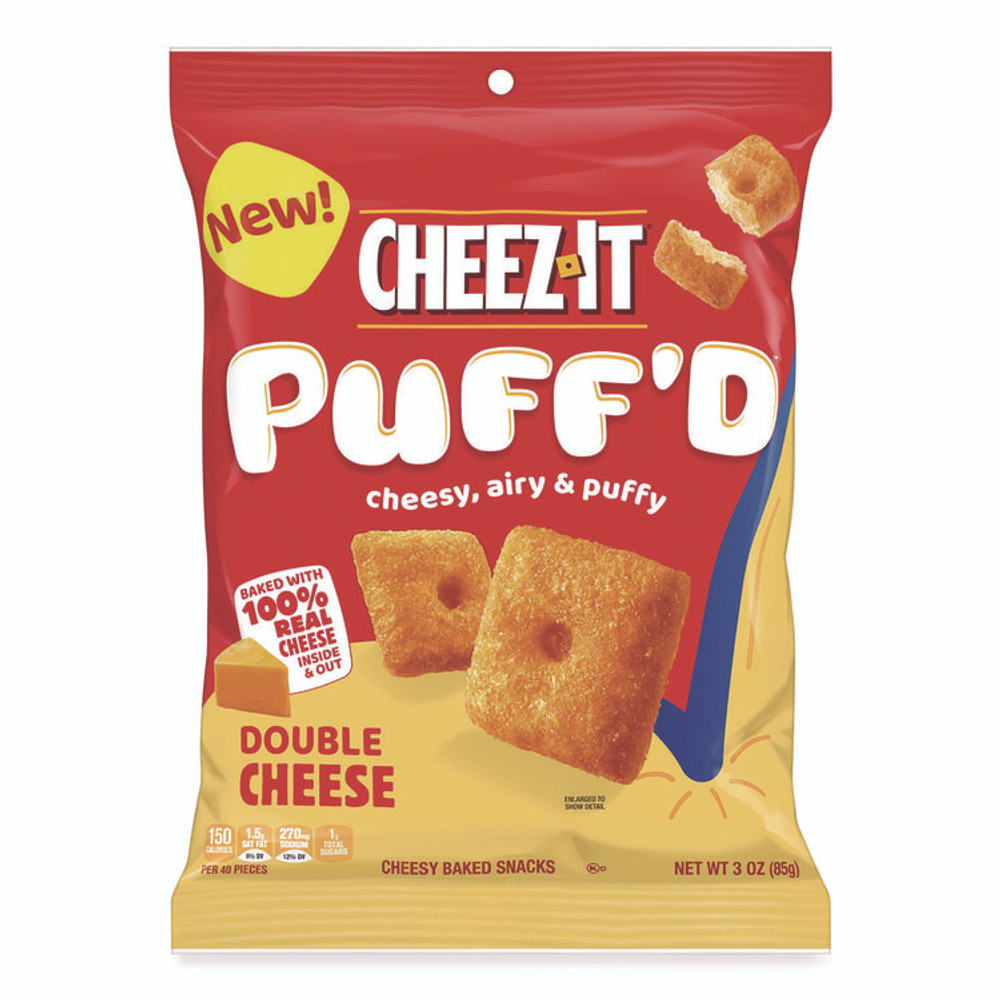 KEEBLER COMPANY Cheez-It® 00022 Puff'd Crackers, Double Cheese, 3 oz Bag, 6/Carton