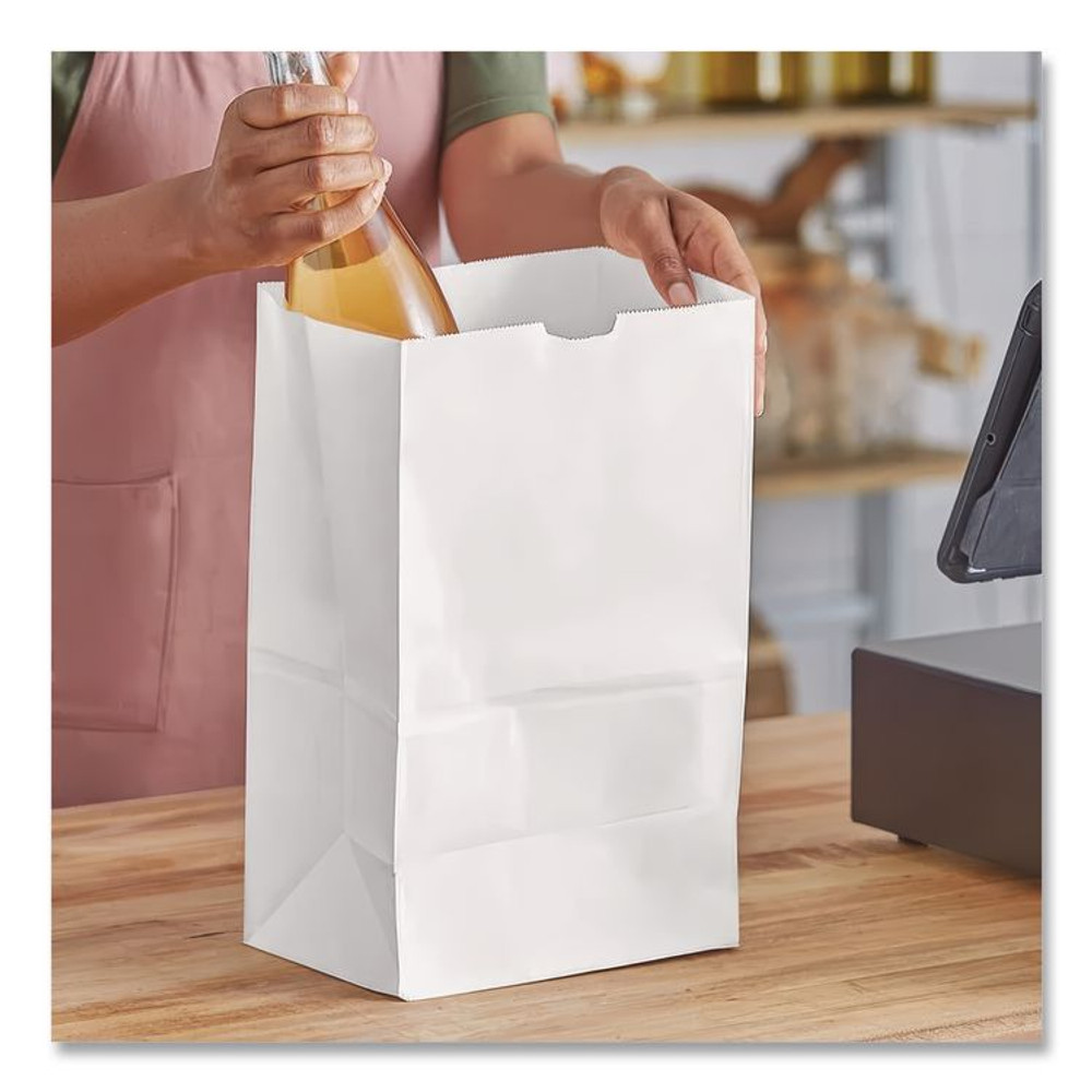ROSS & WALLACE PAPER PRODUCTS, INC. GW20S500 Grocery Paper Bags, 20# Squat Size, 40# Basis Weight, 8.13" x 5.88" x 12.5", White, 500/Bundle