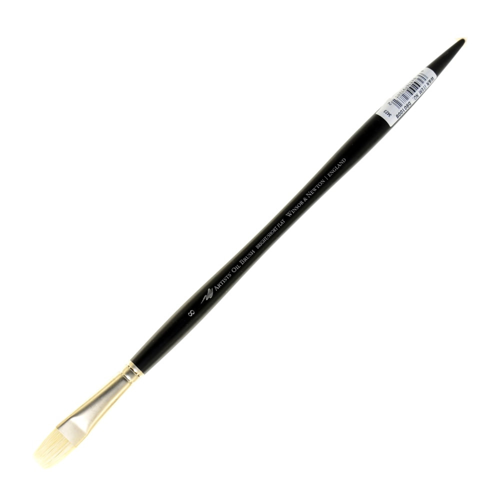 COLART FINE ART & GRAPHICS LTD. 5901008 Winsor & Newton Artists Oil Paint Brush, Size 8, Bright Bristle, Hog Hair, Black