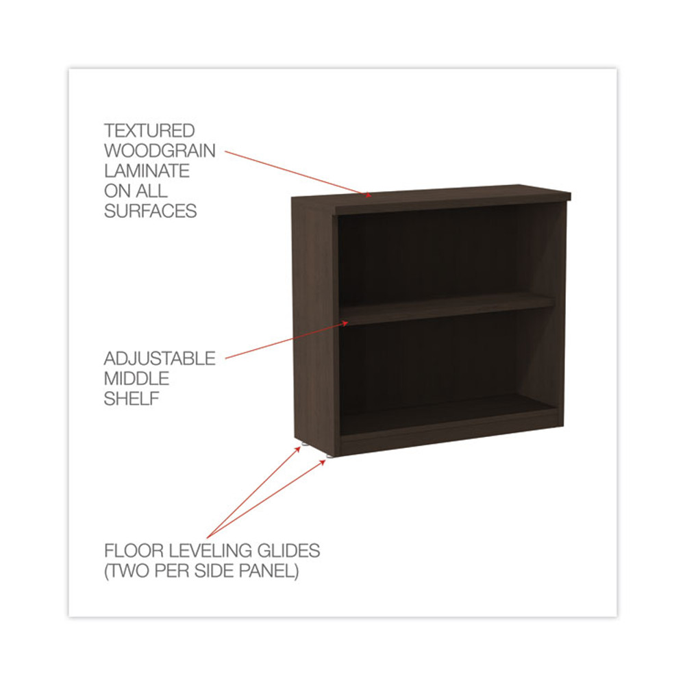 ALERA VA633032ES Alera Valencia Series Bookcase, Two-Shelf, 31.75w x 14d x 29.5h, Espresso