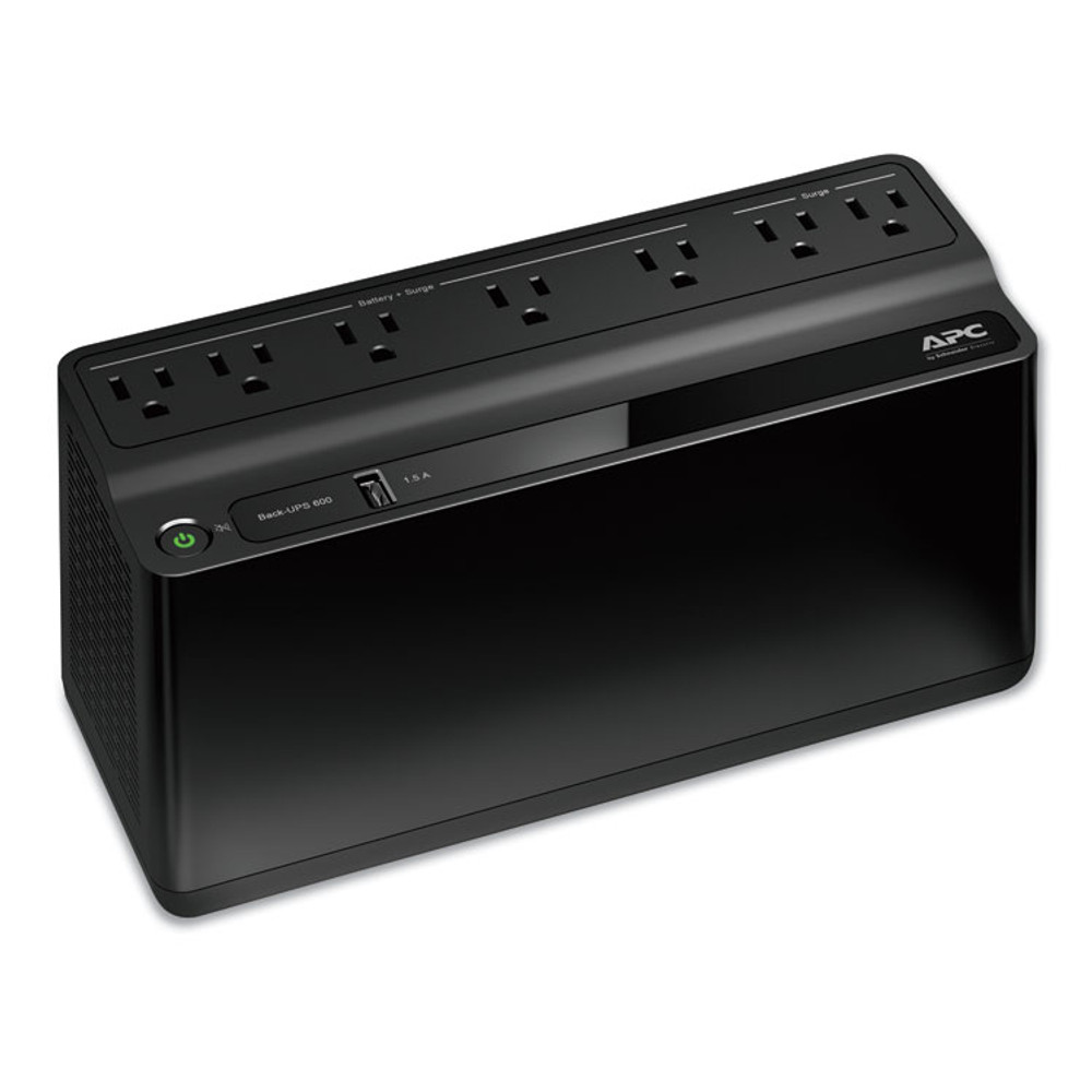 AMERICAN POWER CONVERSION APC® BE600M1 Back-UPS 600 VA Battery Backup System, 7 Outlets, 120 VA, 490 J