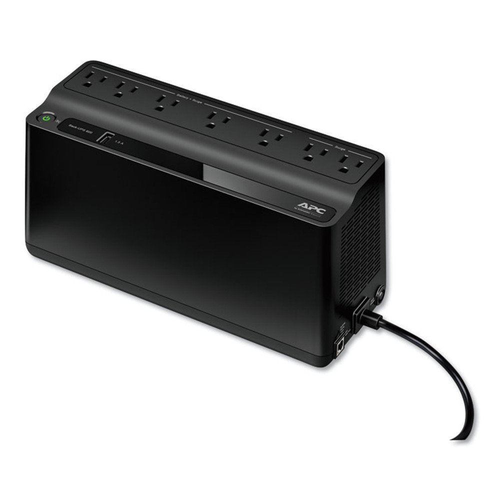 AMERICAN POWER CONVERSION APC® BE600M1 Back-UPS 600 VA Battery Backup System, 7 Outlets, 120 VA, 490 J