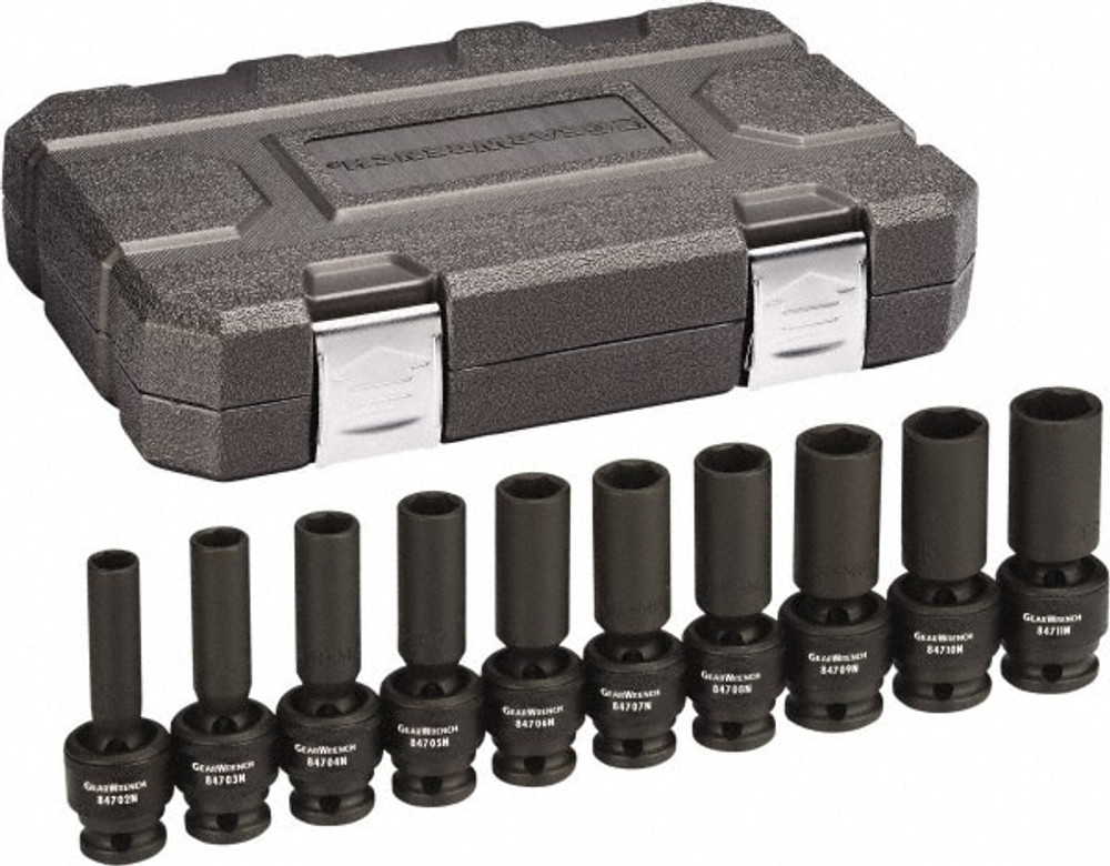 GEARWRENCH 84945N Deep Impact Universal Socket Set: 10 Pc, 1/2" Drive, 10.00 to 19.00" Socket