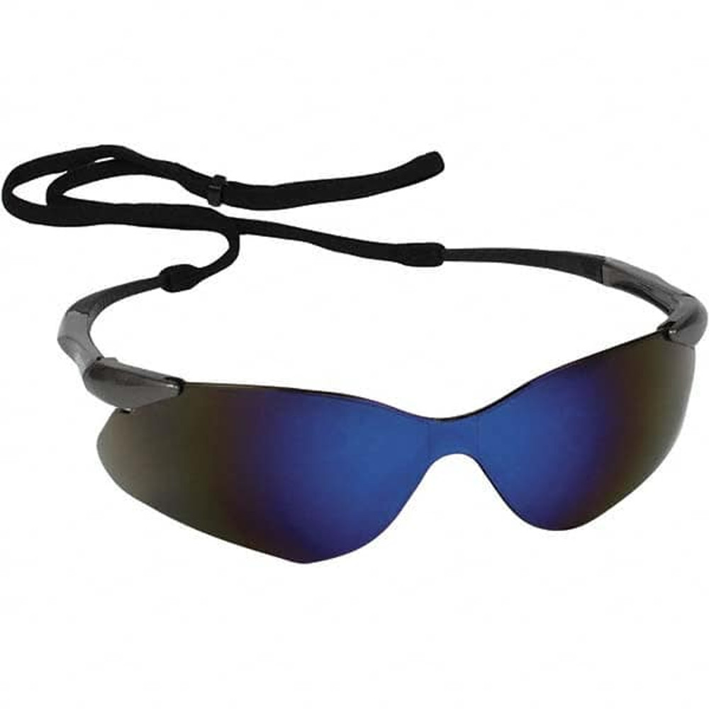 KleenGuard 20471 Safety Glass: Scratch-Resistant, Polycarbonate, Blue Mirror Lenses, Frameless, UV Protection