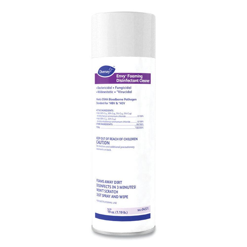 DIVERSEY 04531 Envy Foaming Disinfectant Cleaner, Lavender Scent, 19 oz Aerosol Spray, 12/Carton