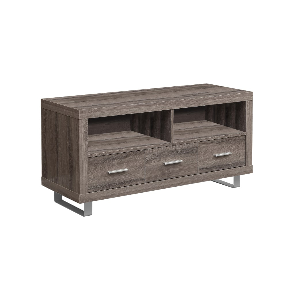 MONARCH PRODUCTS Monarch Specialties I 3250  Open Shelf TV Stand, For Flat-Panel TVs Up To 48in, Dark Taupe