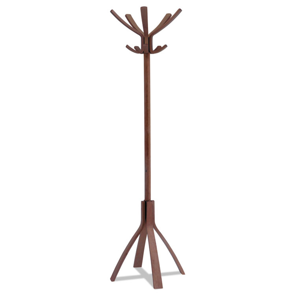 ALBA PMCAFE Cafe Wood Coat Stand, Ten Peg/Five Hook, 21.67w x 21.67d x 69.33h, Espresso Brown