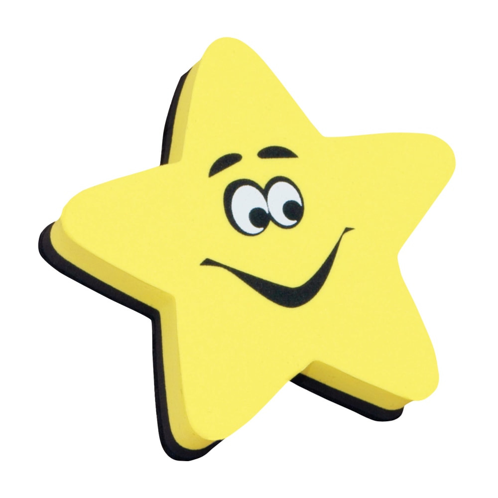 Ashley ASH10016-6  Productions Magnetic Whiteboard Erasers, 3 3/4in, Star, Pack Of 6