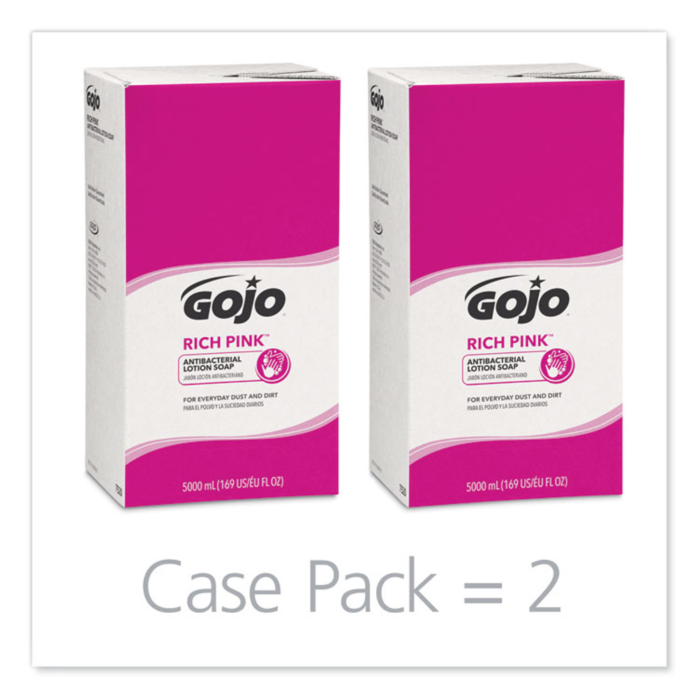 GO-JO INDUSTRIES GOJO® 7520 RICH PINK Antibacterial Lotion Soap Refill, Floral Scent, 5,000 mL, 2/Carton