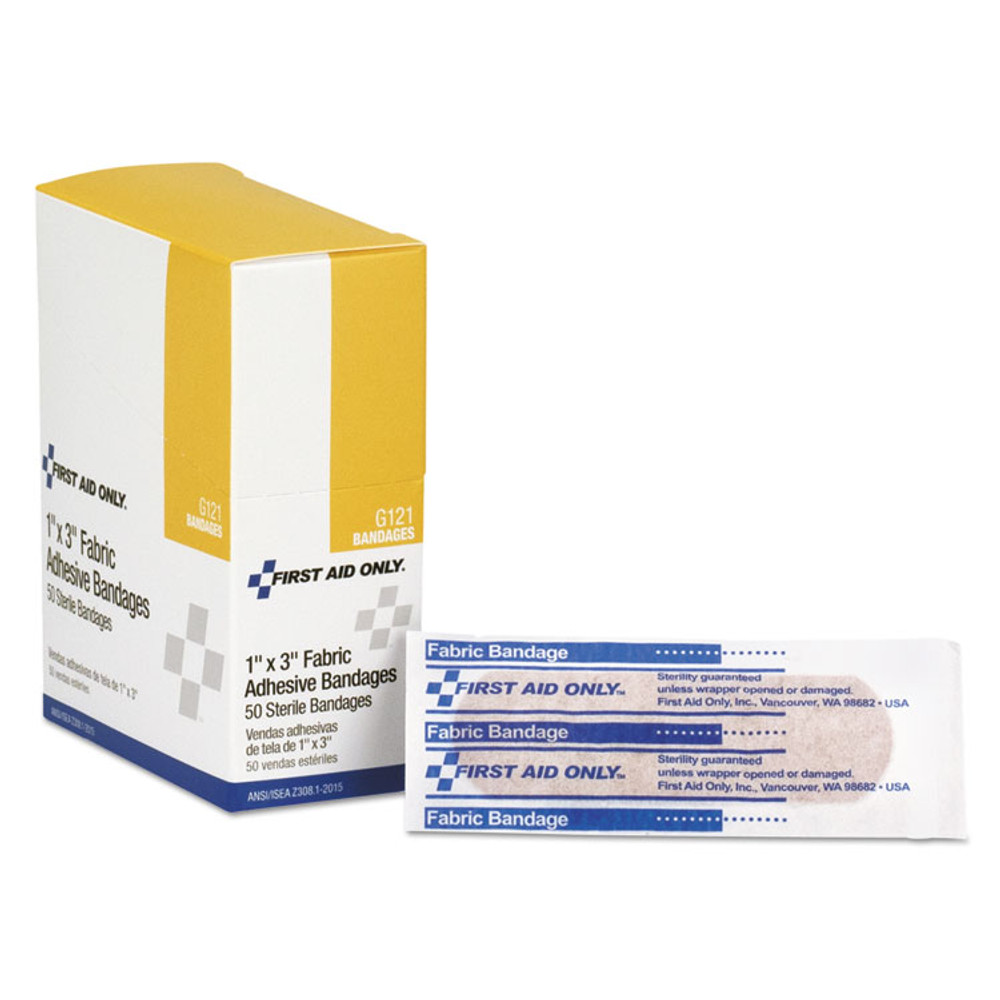 FIRST AID ONLY, INC. G121 Fabric Bandages, 1 x 3, 50/Box