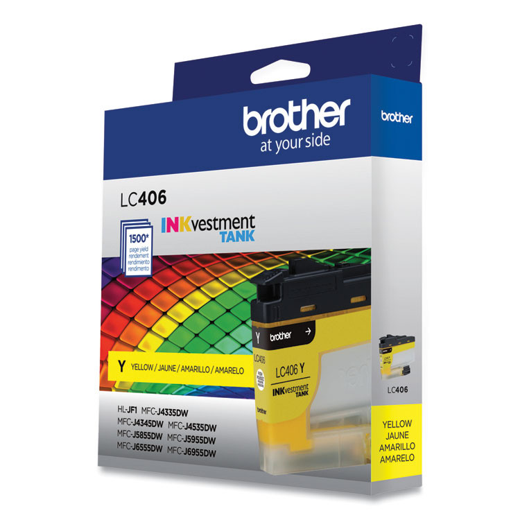 BROTHER INTL. CORP. LC406YS LC406YS INKvestment Ink, 1,500 Page-Yield, Yellow