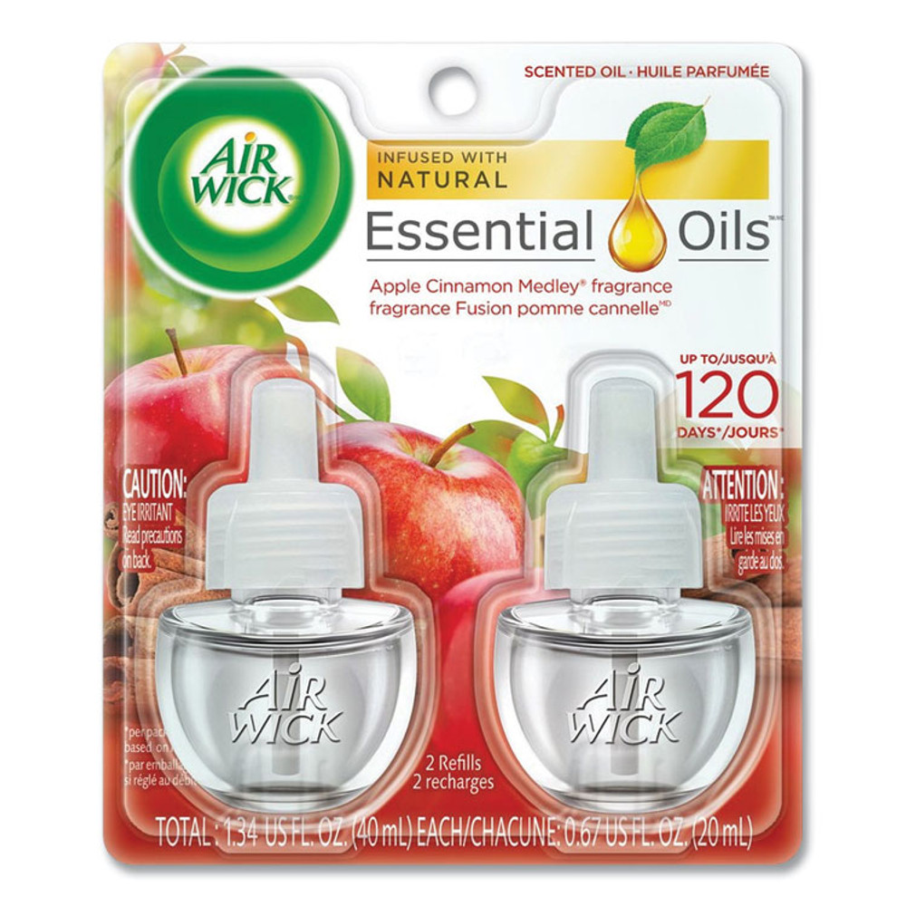 RECKITT BENCKISER Air Wick® 80420CT Scented Oil Refill, 0.67 oz, Apple Cinnamon Medley, 2/Pack, 6 Packs/Carton