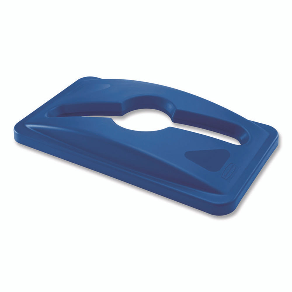 RUBBERMAID COMMERCIAL PROD. 1788372 Slim Jim Single Stream Recycling Top for Slim Jim Containers, 12.1w x 21d x 2.75h, Blue