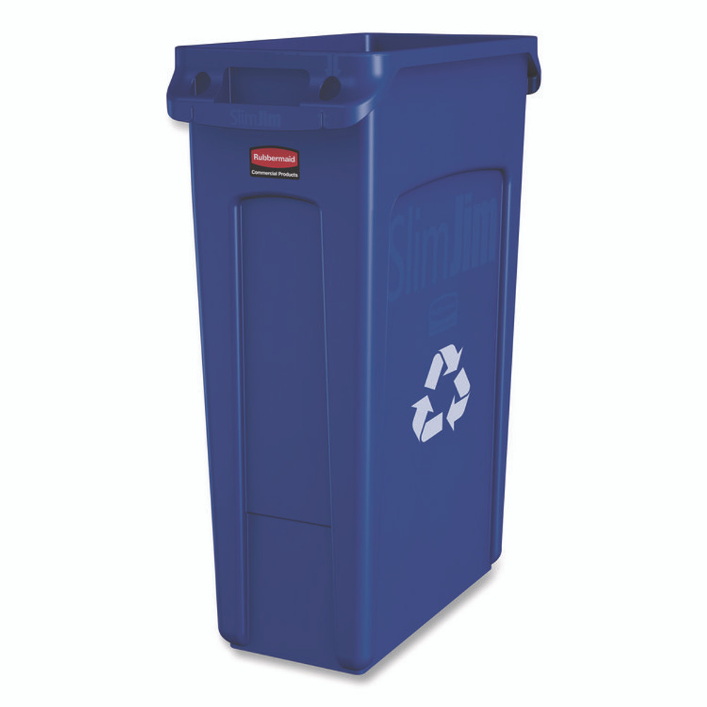 RUBBERMAID COMMERCIAL PROD. 1788372 Slim Jim Single Stream Recycling Top for Slim Jim Containers, 12.1w x 21d x 2.75h, Blue