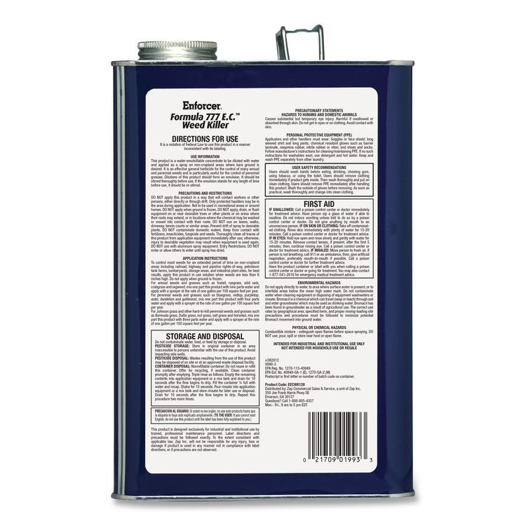 ZEP INC. Enforcer® 136423 Formula 777 E.C. Weed Killer, Non-Cropland, 1 gal Can, 4/Carton