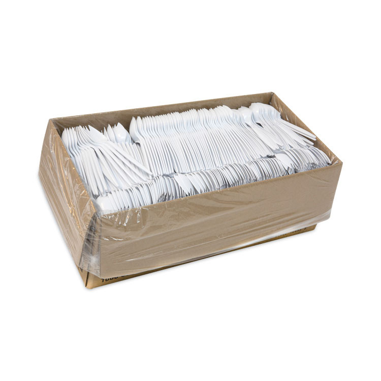 PACTIV EVERGREEN CORPORATION YFWQWCH Fieldware Cutlery, Mediumweight Spork, Plastic, White, 1,000/Carton