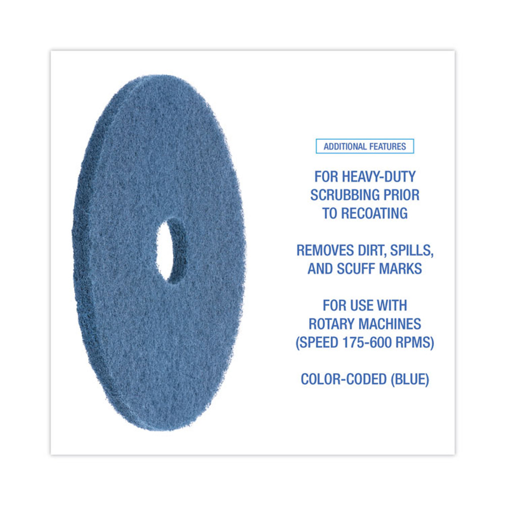 BOARDWALK 4020BLU Scrubbing Floor Pads, 20" Diameter, Blue, 5/Carton