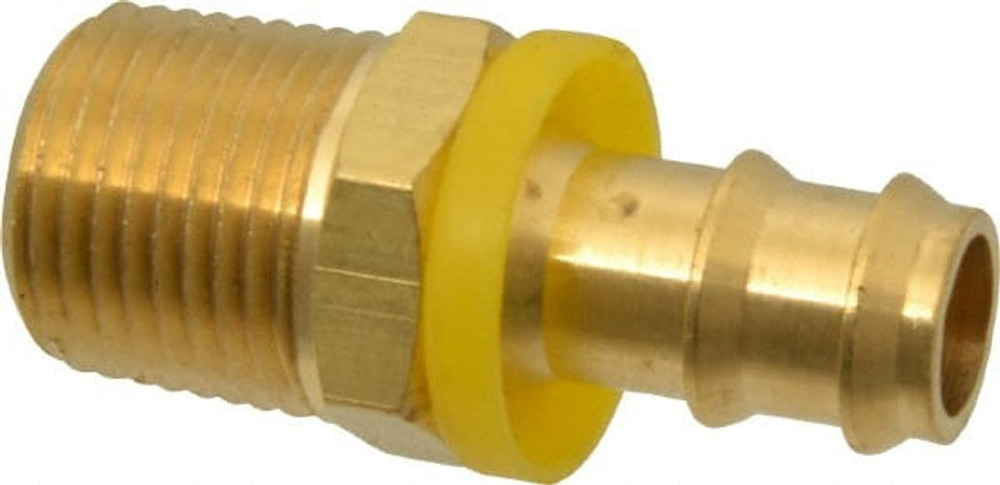 Eaton 10008B-108 Barbed Push-On Hose Male Connector: 1/2-14 NPT, Brass, 1/2" Barb