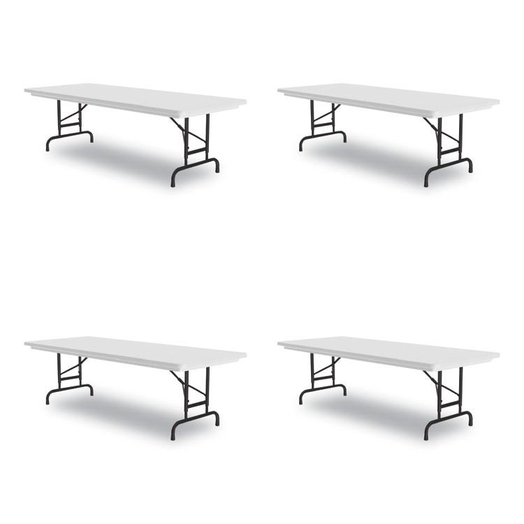 CORRELL, INC. RA3096234P Adjustable Folding Tables, Rectangular, 96" x 30" x 22" to 32", Gray Granite Top, Black Legs, 4/Pallet