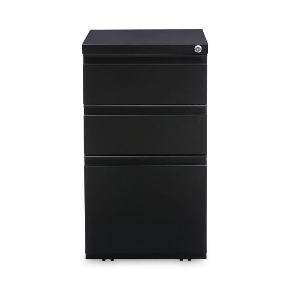 ALERA PBBBFBL File Pedestal with Full-Length Pull, Left or Right, 3-Drawers: Box/Box/File, Legal/Letter, Black, 14.96" x 19.29" x 27.75"