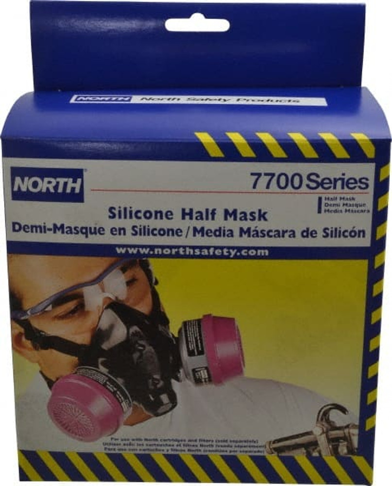 North 770030S Half Facepiece Respirator: Silicone, Threaded, Small