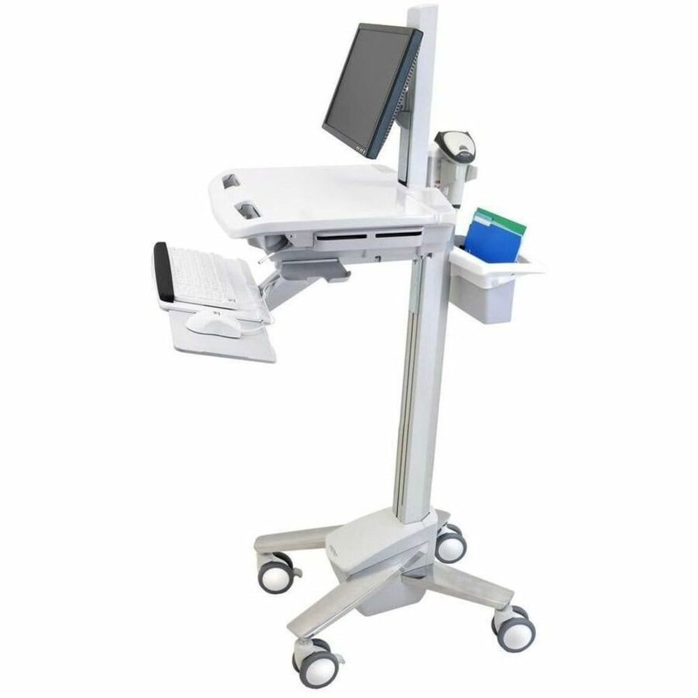 ERGOTRON SV41-6300-0  StyleView Cart with LCD Pivot - 35 lb Capacity - 4 Casters - Aluminum, Plastic, Zinc Plated Steel - 18.30in Width x 50.50in Height - White, Gray, Polished Aluminum - 24in Screen Supported