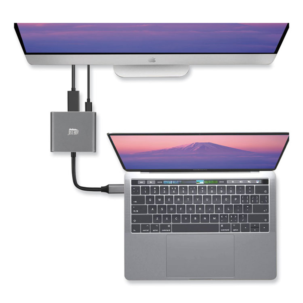 ADESSO INC AUH4010 3-in-1 USB-C Multi-Port TAA Compliant Docking Station, HDMI, USB-C, USB 3 A+PD, Black/Gray